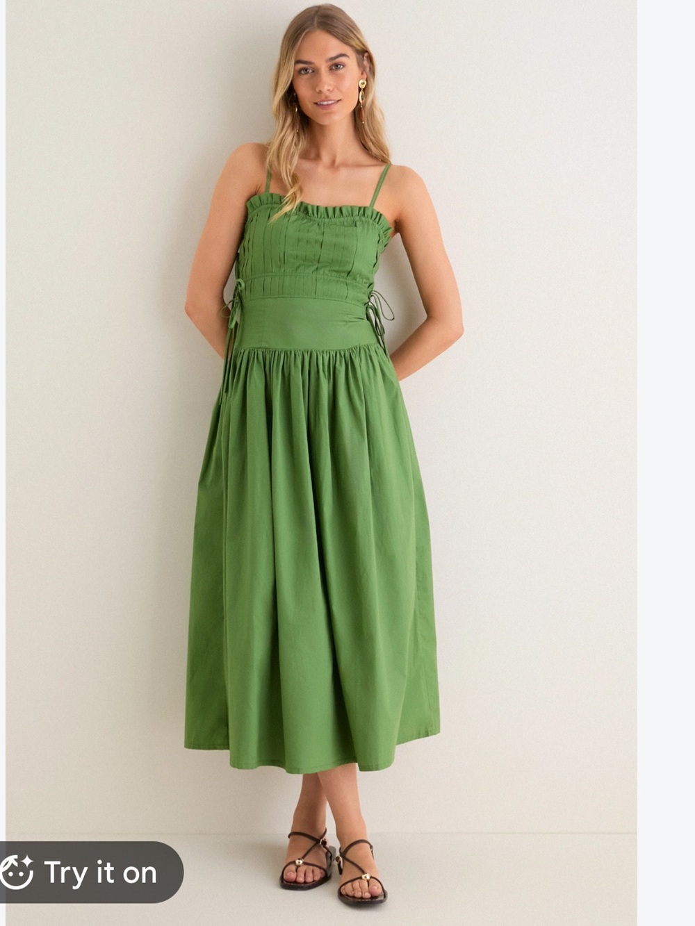 Moon River 🔥Green Tie Pleated MIDI Dress